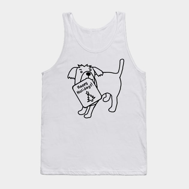 Cute Dog says Happy Holidays Christmas Minimal Tank Top by ellenhenryart